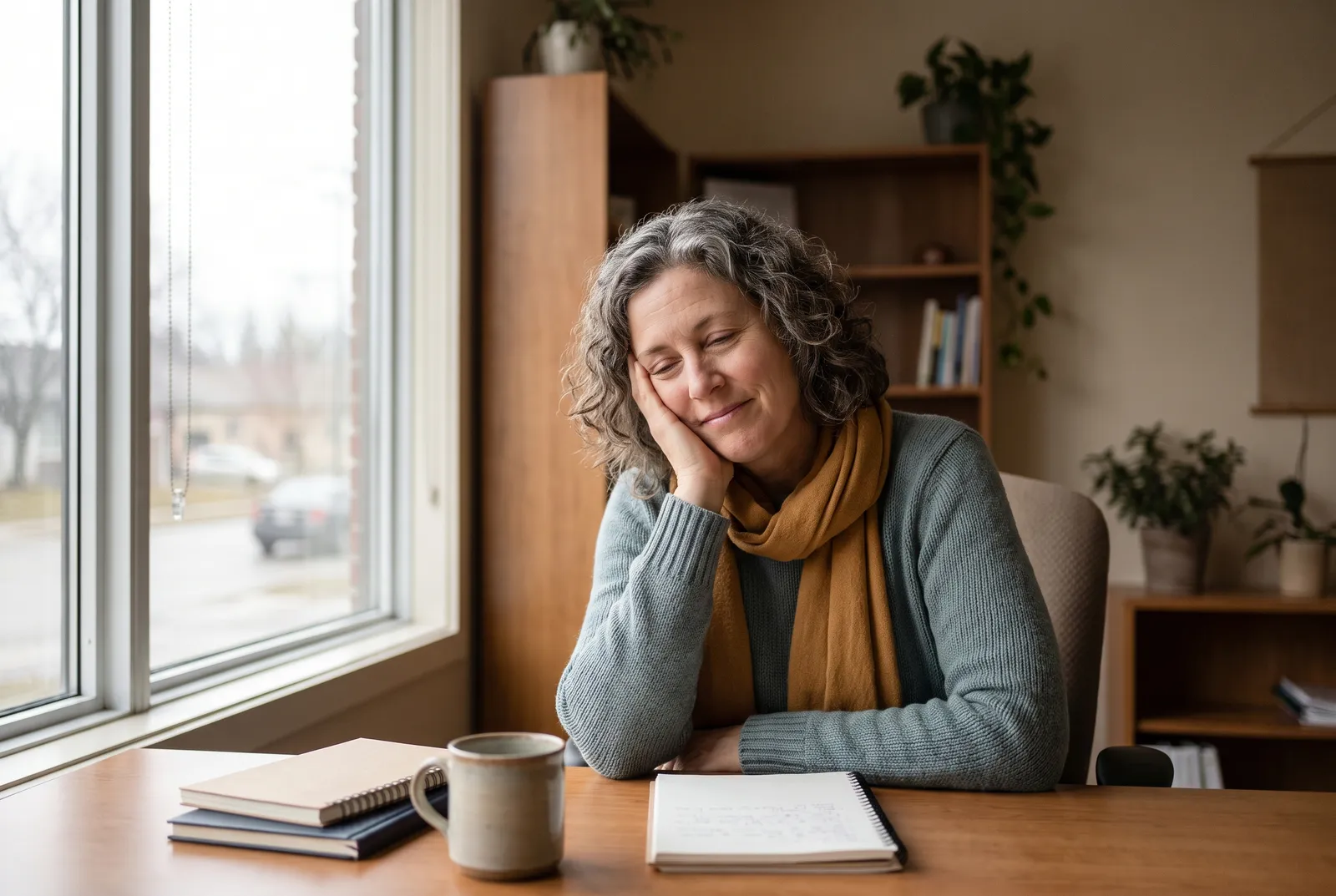 Une personne fatiguée à son bureau, dans une journée de travail difficile
