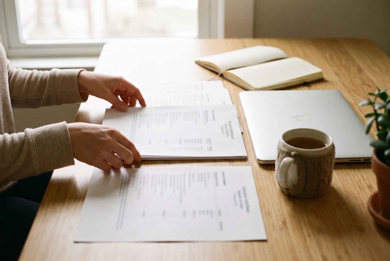 Des plans de cours et des relevés de notes étalés sur une table, prêts à être déposés