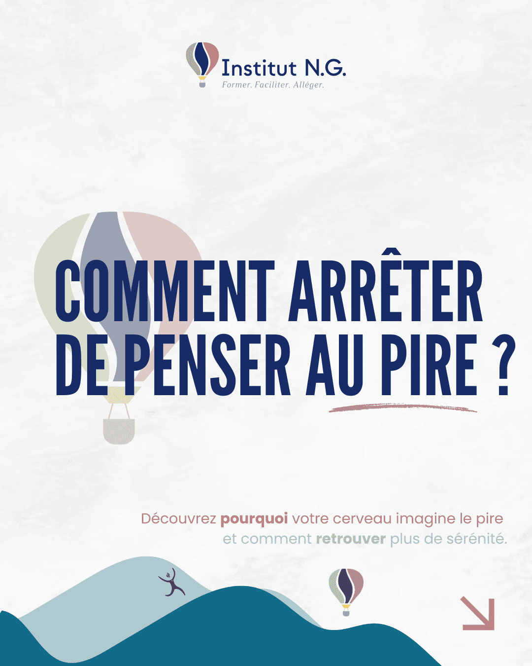 Illustration représentant une personne envahie par des scénarios catastrophes et découvrant comment arrêter de penser au pire grâce à des techniques concrètes.